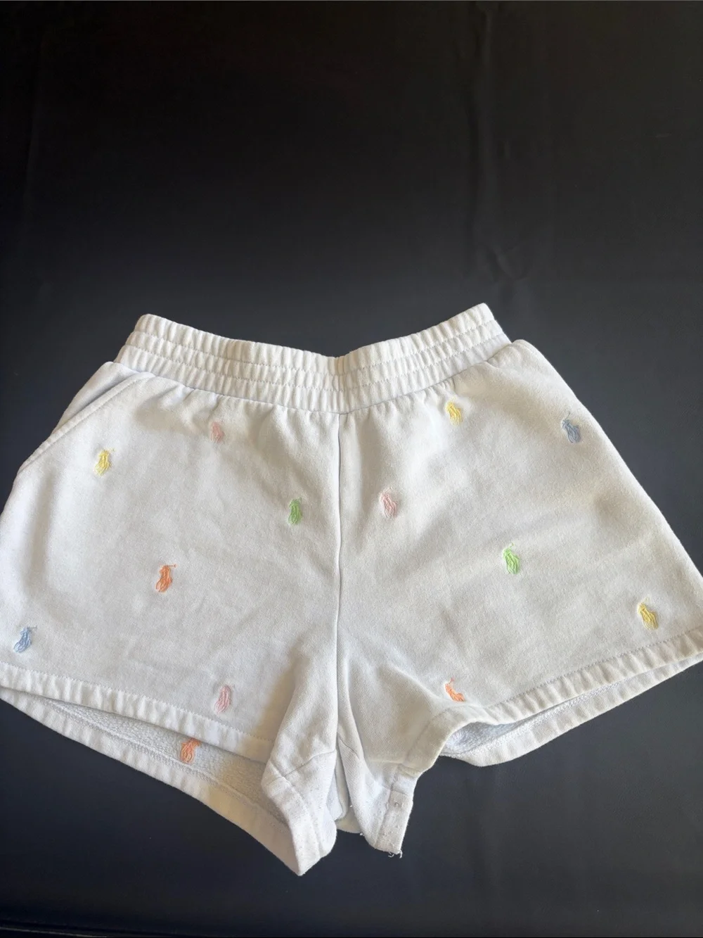 Polo Ralph Lauren White Terry Shorts Multicolor Pony Logo Kids XL 16